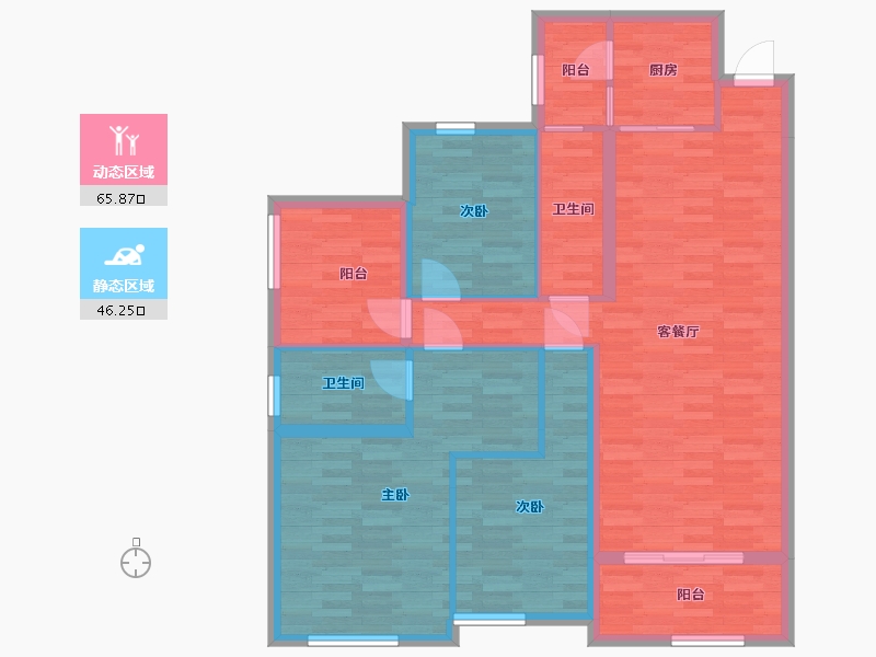 广东省-广州市-公园里（春晓花园）5栋,7栋126m²-100.56-户型库-动静分区