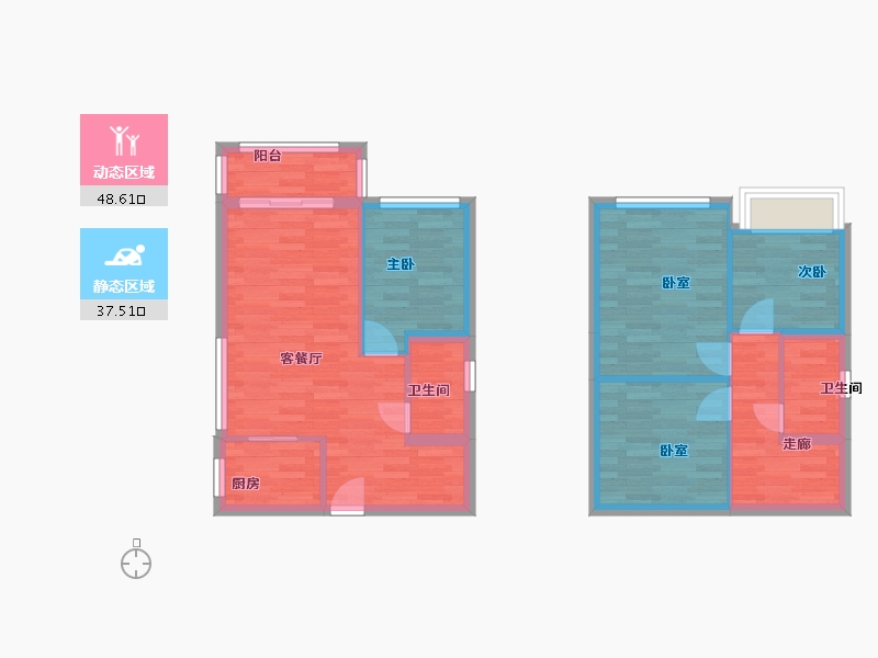 广东省-广州市-中海联睿5栋09户型96m²-76.30-户型库-动静分区