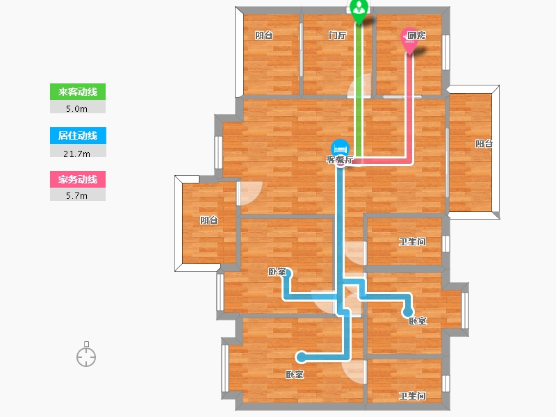 广东省-广州市-顺欣花园35栋118m²-94.81-户型库-动静线