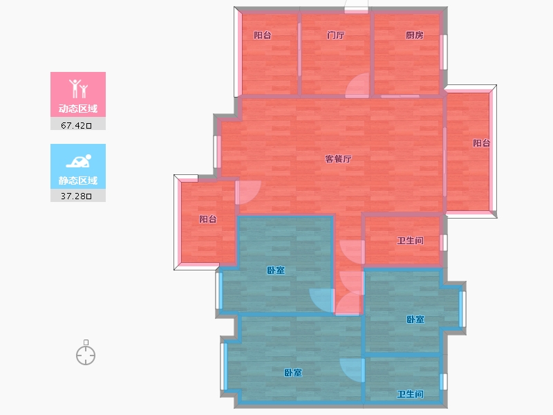 广东省-广州市-顺欣花园35栋118m²-94.81-户型库-动静分区