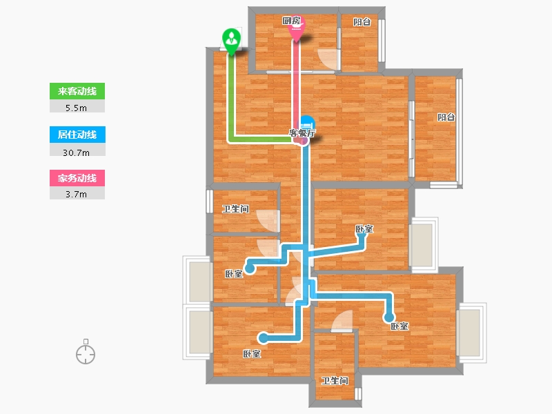 广东省-广州市-顺欣花园34栋119m²-95.00-户型库-动静线