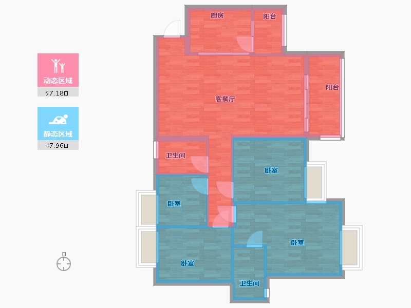 广东省-广州市-顺欣花园34栋119m²-95.00-户型库-动静分区