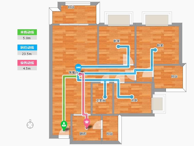 广东省-广州市-中森茗苑9幢02户型87m²-69.05-户型库-动静线