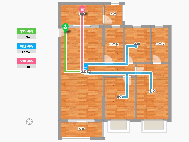 广东省-广州市-富雅都市华庭41幢01户型100m²-80.00-户型库-动静线