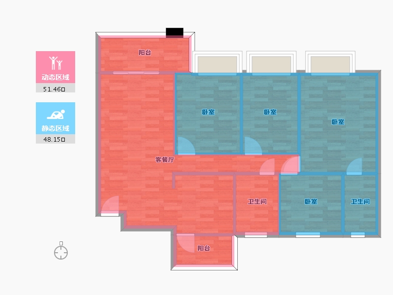 广东省-广州市-富雅都市华庭40栋05户型113m²-90.40-户型库-动静分区