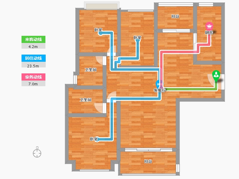 广东省-广州市-合生湖山国际03户型111m²-88.77-户型库-动静线