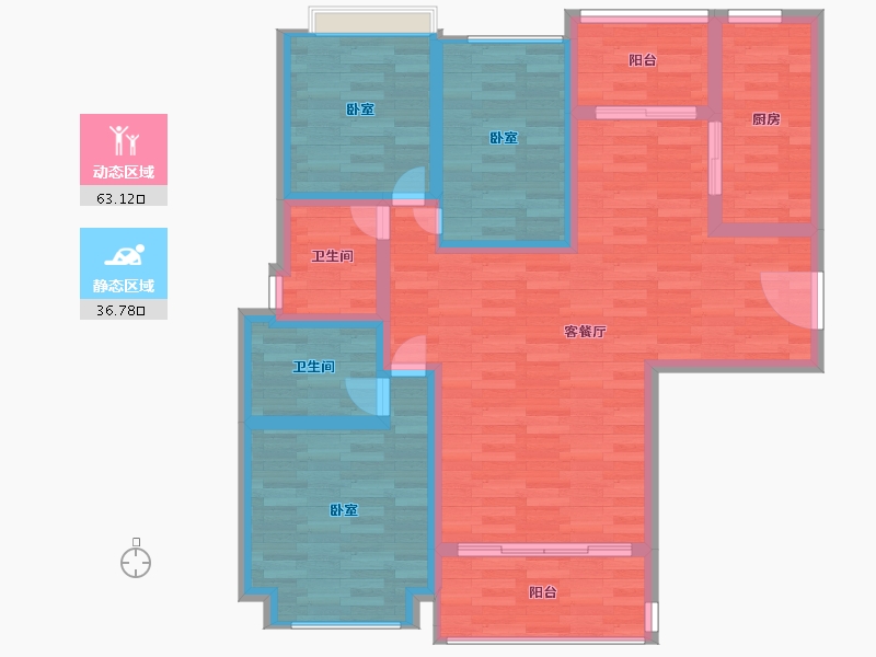 广东省-广州市-合生湖山国际03户型111m²-88.77-户型库-动静分区