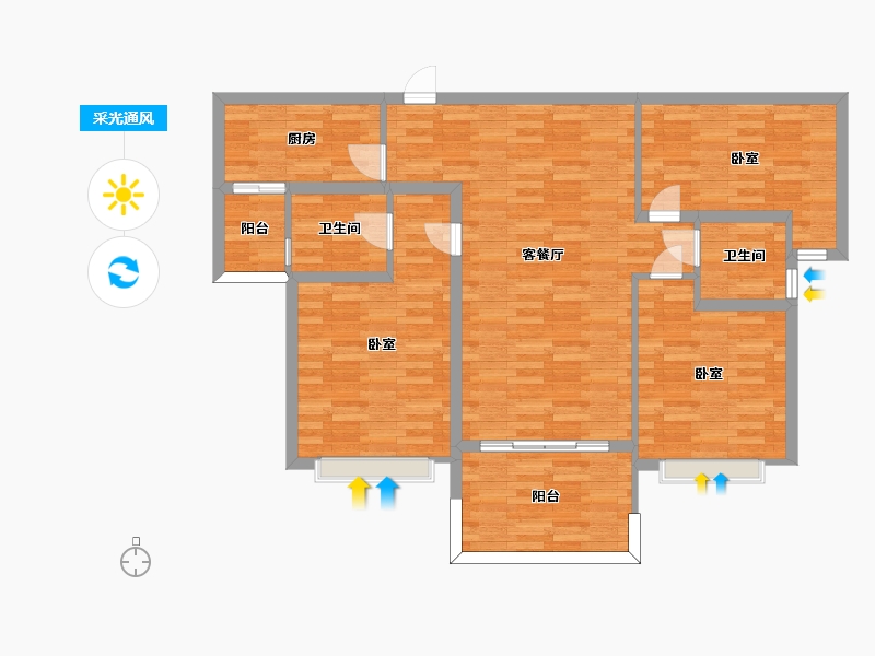 广东省-广州市-合生湖山国际峰荟17栋121m²-96.80-户型库-采光通风