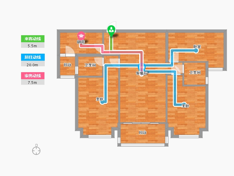 广东省-广州市-合生湖山国际1栋02户型120m²-96.01-户型库-动静线