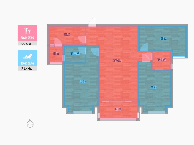 广东省-广州市-合生湖山国际1栋02户型120m²-96.01-户型库-动静分区