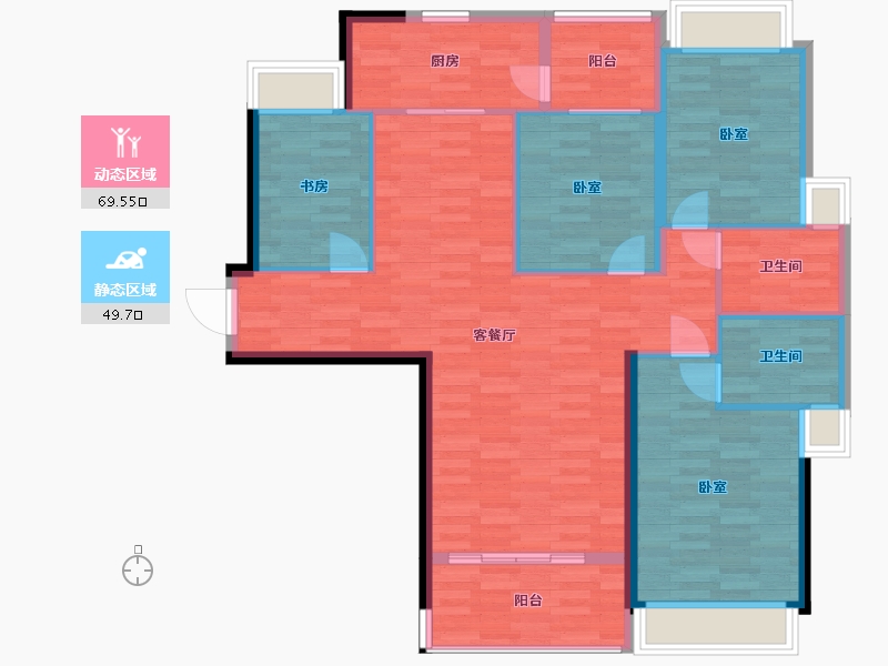 广东省-广州市-合生湖山国际01户型135m²-108.08-户型库-动静分区