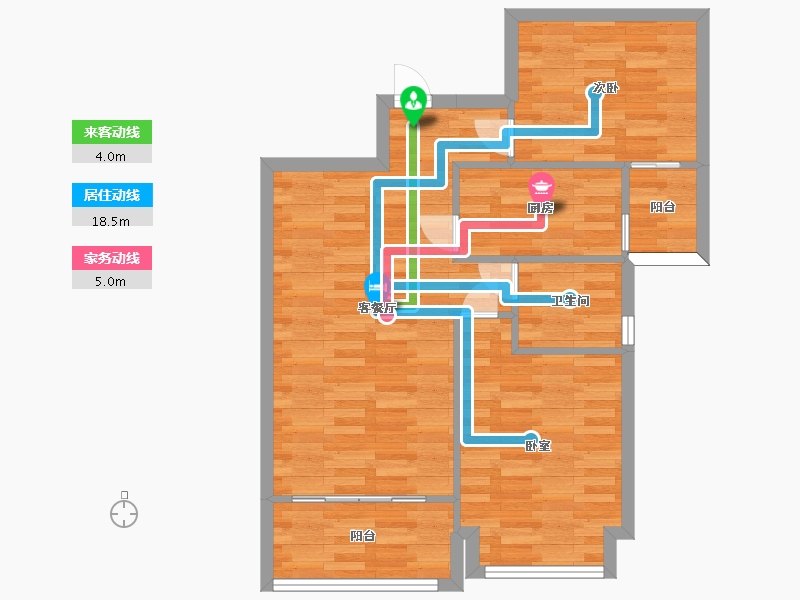 广东省-广州市-合生湖山国际峰荟3-5栋02户型82m²-66.00-户型库-动静线