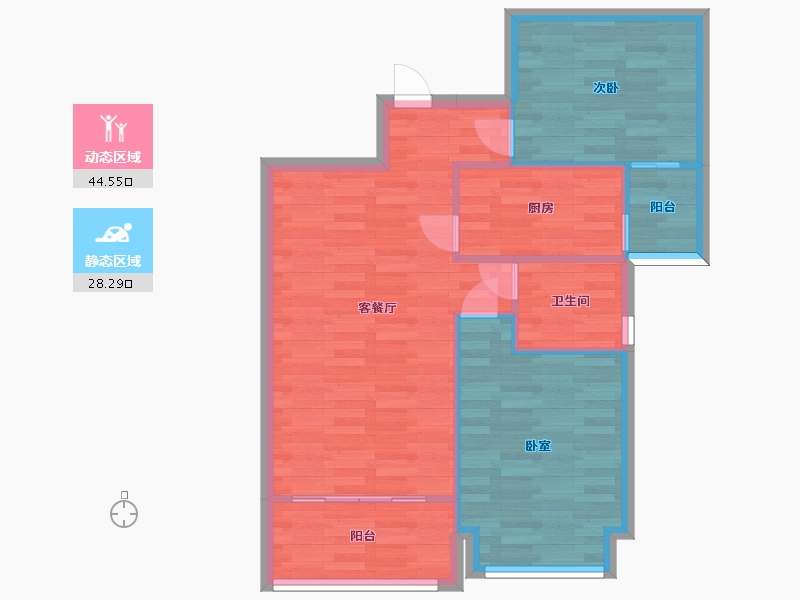 广东省-广州市-合生湖山国际峰荟3-5栋02户型82m²-66.00-户型库-动静分区