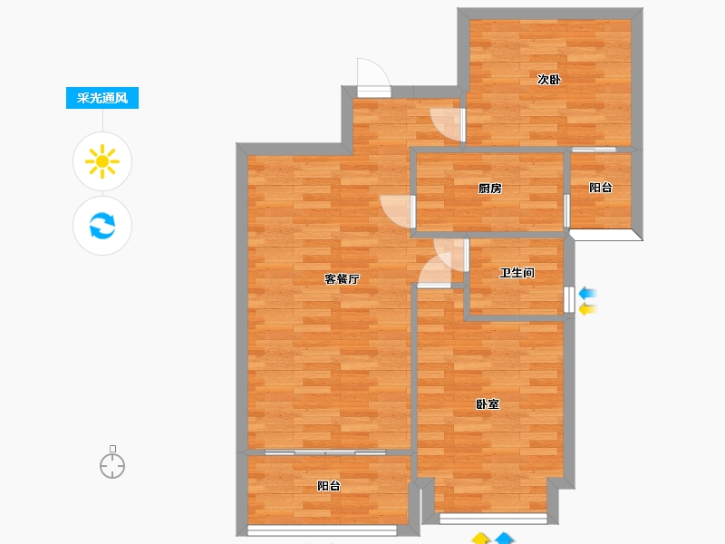 广东省-广州市-合生湖山国际峰荟3-5栋02户型82m²-66.00-户型库-采光通风