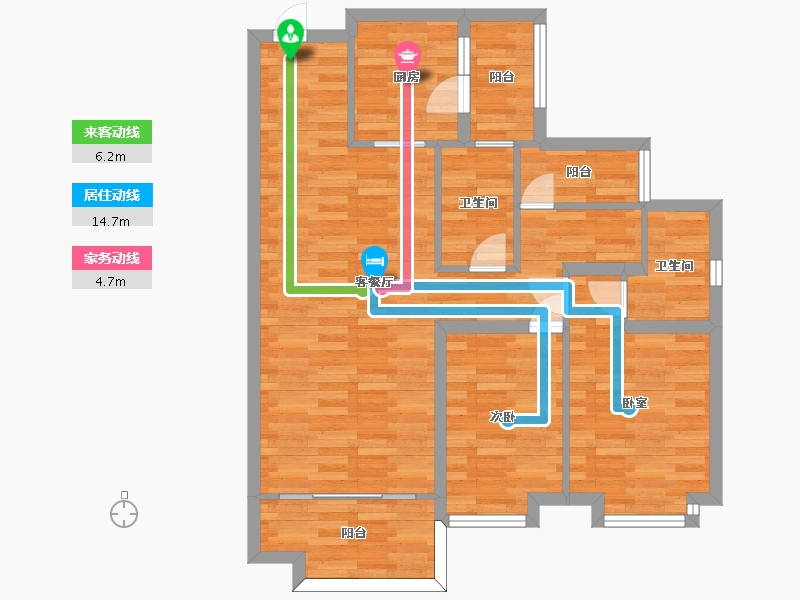 广东省-广州市-保利合锦领秀山01户型100m²-80.26-户型库-动静线