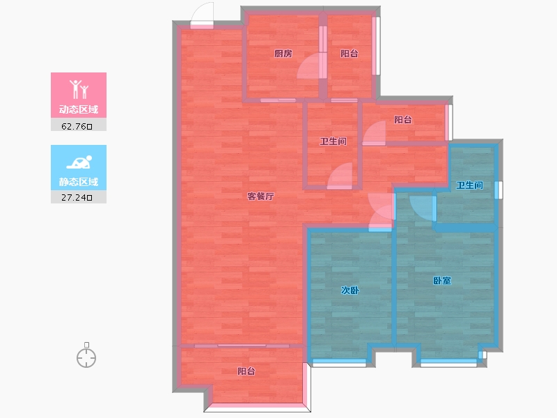 广东省-广州市-保利合锦领秀山01户型100m²-80.26-户型库-动静分区