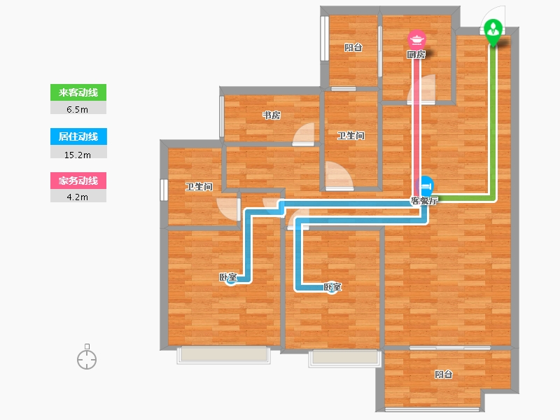 广东省-广州市-保利合锦领秀山02户型111m²-88.80-户型库-动静线