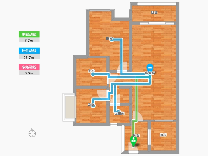 广东省-广州市-得天和苑5栋89m²-71.15-户型库-动静线