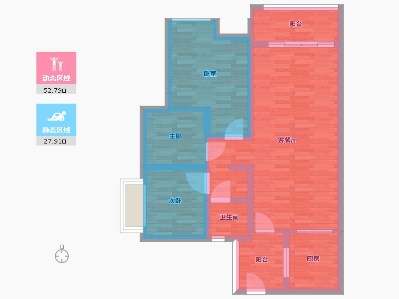 广东省-广州市-得天和苑5栋89m²-71.15-户型库-动静分区