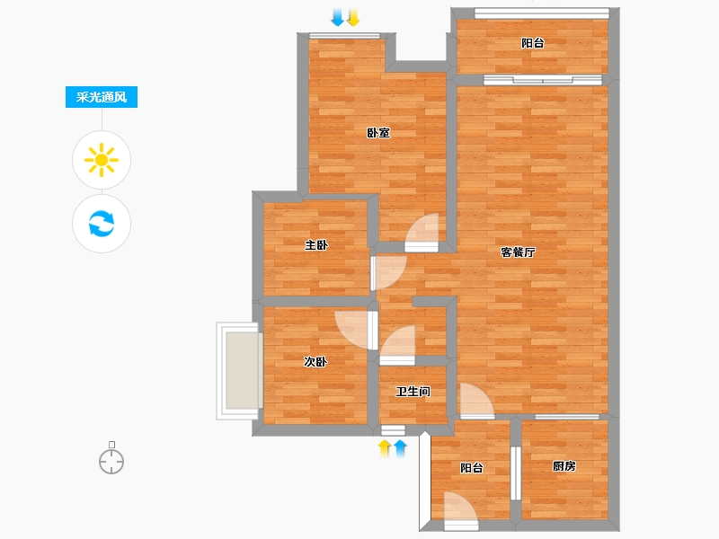 广东省-广州市-得天和苑5栋89m²-71.15-户型库-采光通风