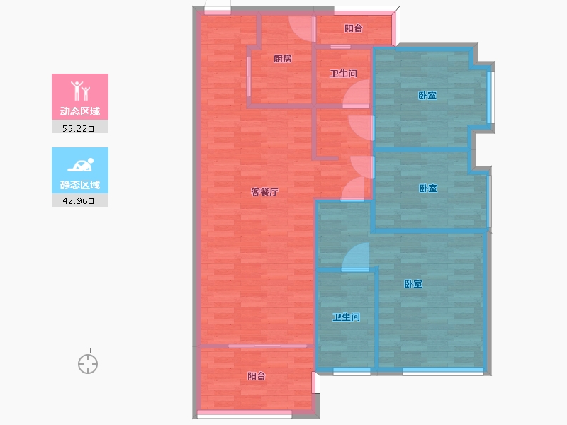 广东省-广州市-得天和苑3栋01户型102m²-89.41-户型库-动静分区