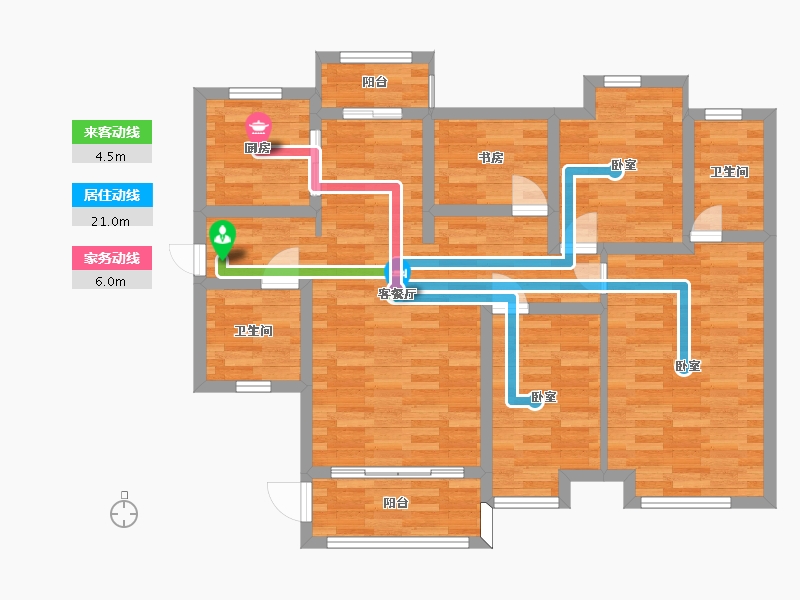 广东省-广州市-得天和苑3栋03户型116m²-94.47-户型库-动静线