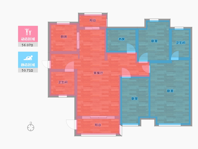 广东省-广州市-得天和苑3栋03户型116m²-94.47-户型库-动静分区