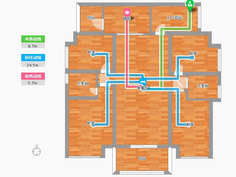 广东省-广州市-得天和苑5栋01户型120m²-99.29-户型库-动静线