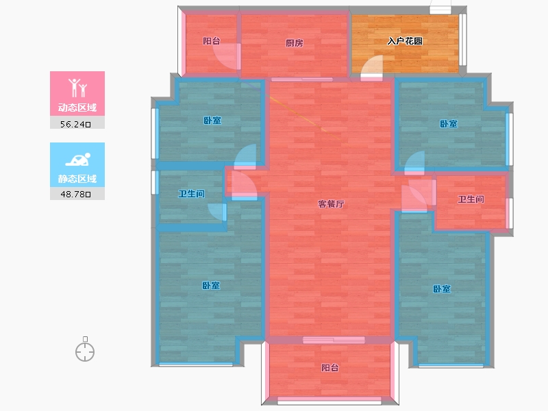 广东省-广州市-得天和苑5栋01户型120m²-99.29-户型库-动静分区