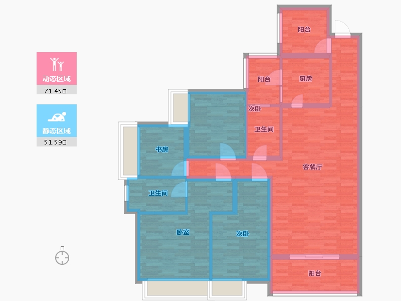 广东省-广州市-公园里（春晓花园）1栋03户型135m²-109.69-户型库-动静分区