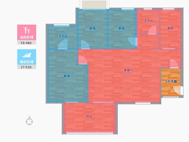 广东省-广州市-恒展江山时代花园11栋115m²-92.00-户型库-动静分区