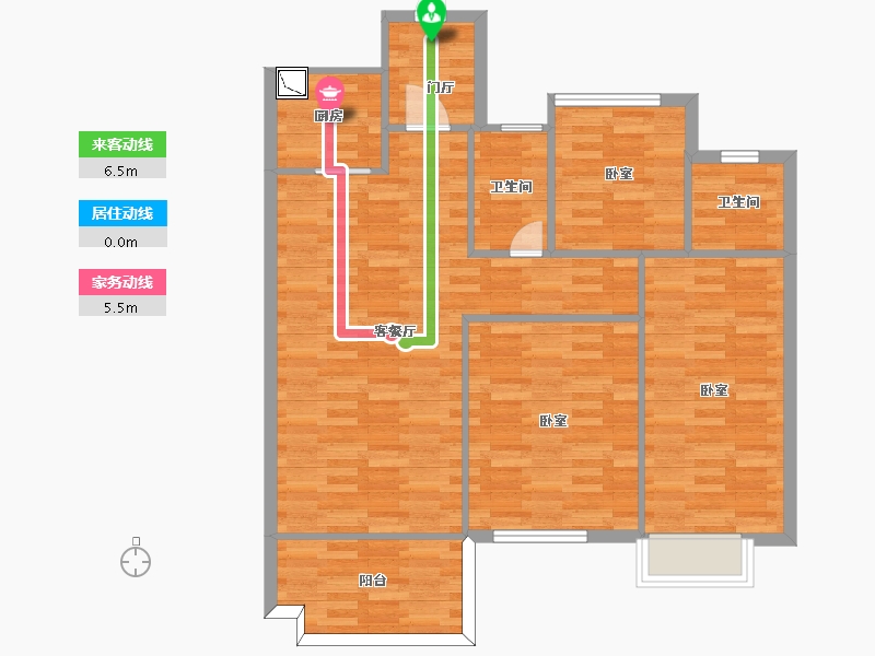 广东省-广州市-恒展江山时代花园11栋114m²-91.47-户型库-动静线