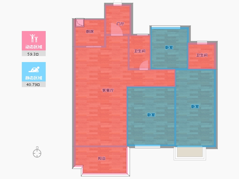 广东省-广州市-恒展江山时代花园11栋114m²-91.47-户型库-动静分区