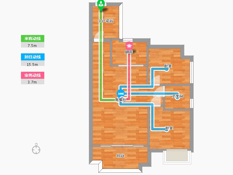 广东省-广州市-恒展江山时代花园10栋72m²-57.70-户型库-动静线