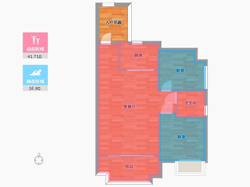 广东省-广州市-恒展江山时代花园10栋72m²-57.70-户型库-动静分区