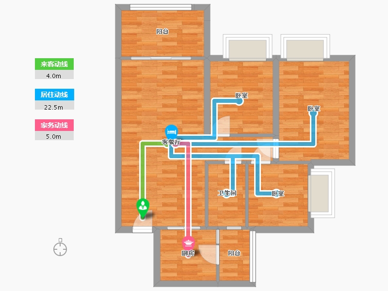 广东省-广州市-绿湖国际城六期17栋86m²-68.76-户型库-动静线