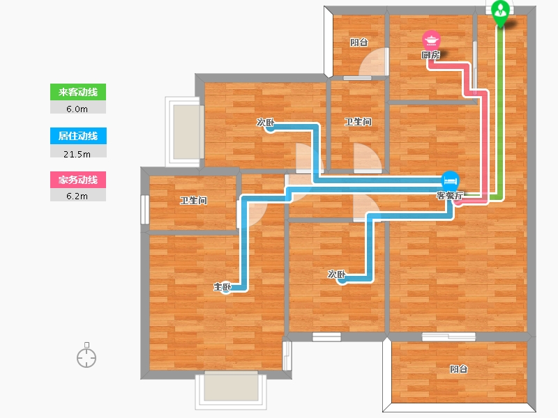 广东省-广州市-绿湖国际城四期14栋112m²-88.17-户型库-动静线