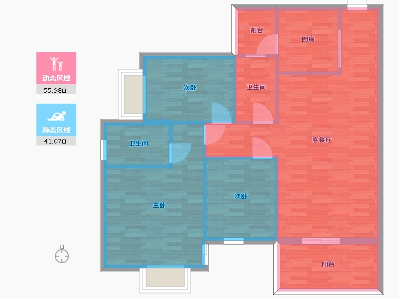 广东省-广州市-绿湖国际城四期14栋112m²-88.17-户型库-动静分区