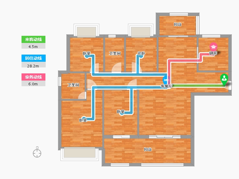 广东省-广州市-绿湖国际城五期12栋,5期11栋127m²-108.09-户型库-动静线