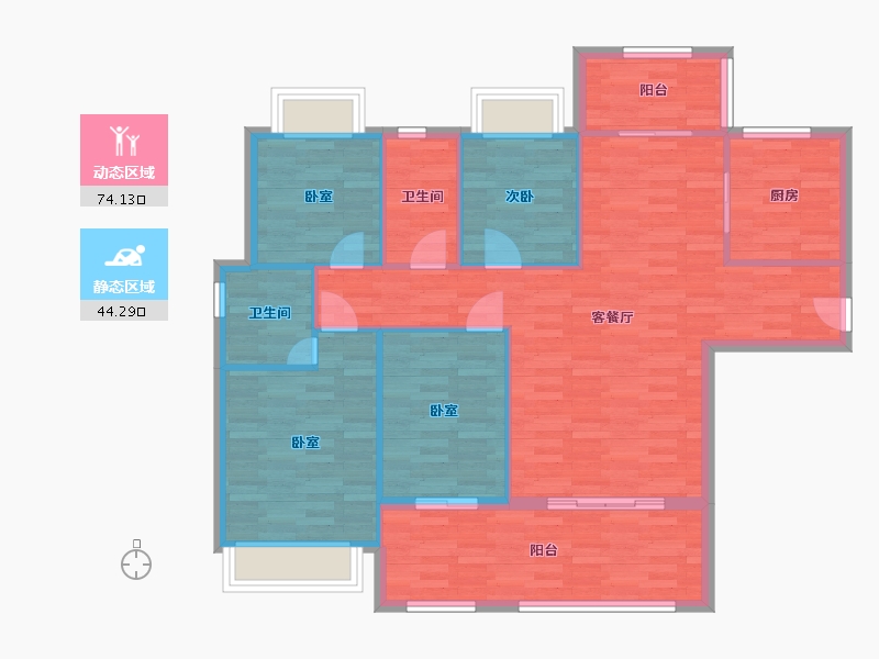 广东省-广州市-绿湖国际城五期12栋,5期11栋127m²-108.09-户型库-动静分区