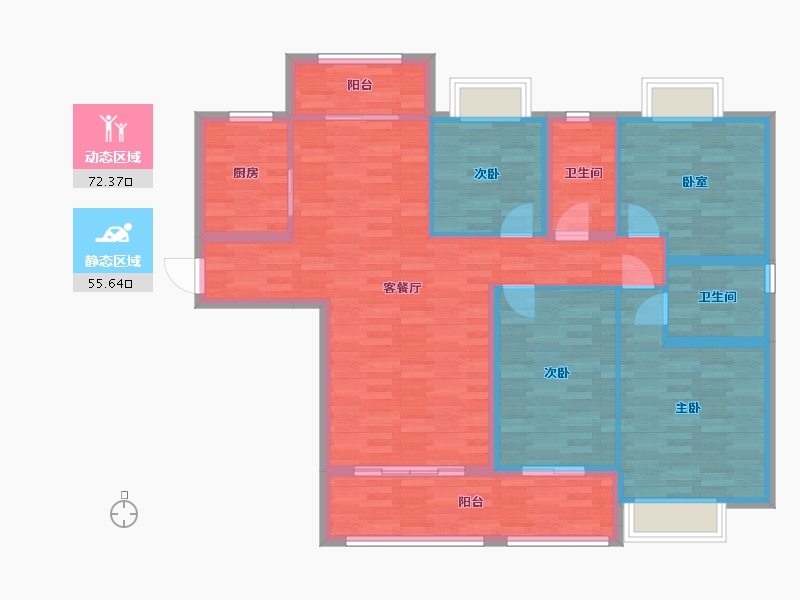 广东省-广州市-绿湖国际城四期10栋143m²-115.39-户型库-动静分区