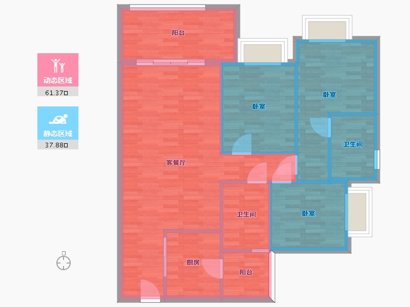 广东省-广州市-绿湖国际城六期5栋,四期10栋101m²-90.22-户型库-动静分区