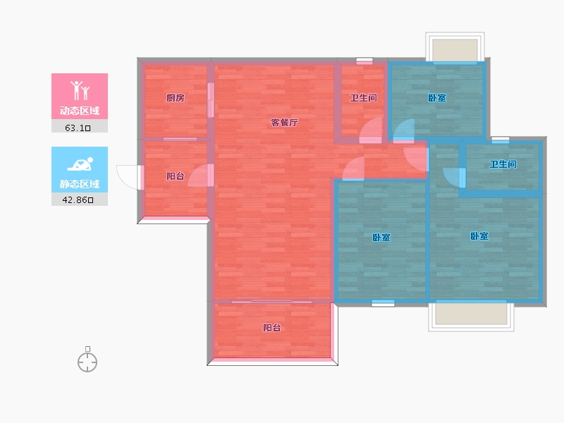 广东省-广州市-绿湖国际城六期5栋,四期14栋120m²-94.81-户型库-动静分区