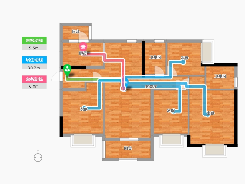 广东省-广州市-合景花漫里16栋128m²-104.03-户型库-动静线