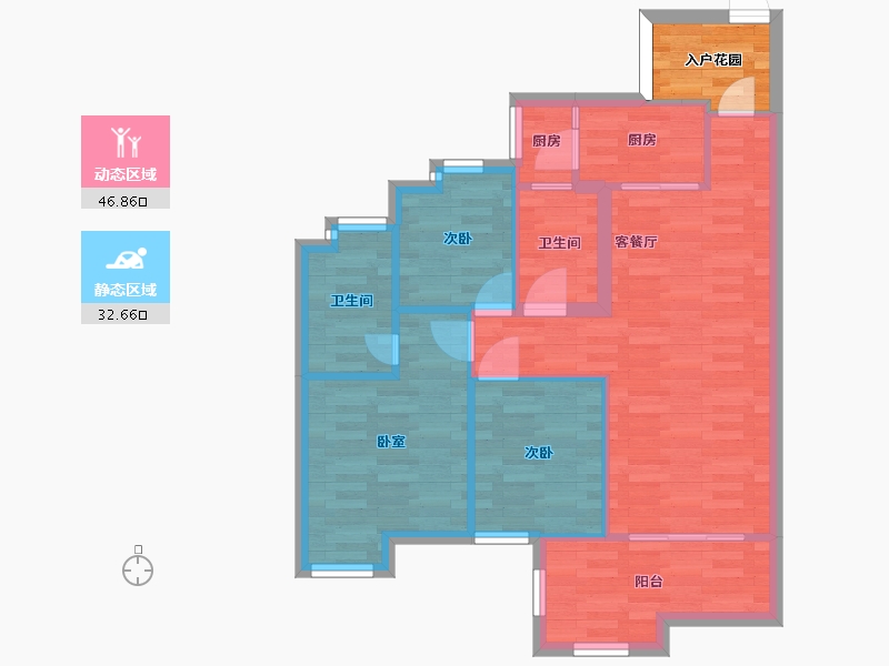 广东省-广州市-西福蓝湾4幢,5幢,7幢,8幢92m²-75.25-户型库-动静分区