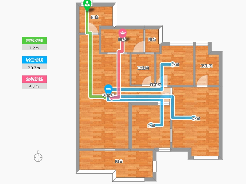 广东省-广州市-西福蓝湾4幢,5幢,7幢,8幢108m²-86.37-户型库-动静线