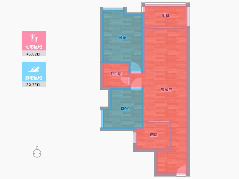 广东省-广州市-西福蓝湾1幢,3幢,4幢,5幢,8幢71m²-58.11-户型库-动静分区