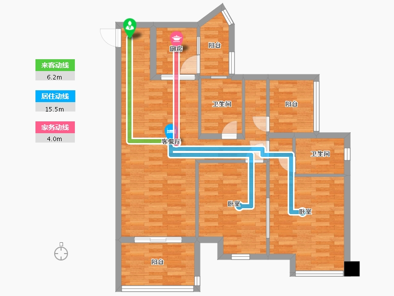 广东省-广州市-荔富湖畔A2栋104m²-83.18-户型库-动静线