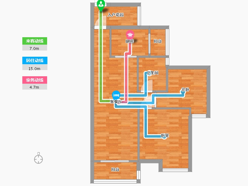 广东省-广州市-荔富湖畔A7栋,A19栋77m²-62.17-户型库-动静线