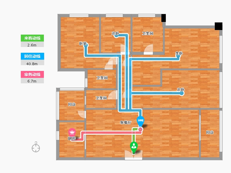 广东省-广州市-创基丽江国际5栋03户型184m²-147.40-户型库-动静线